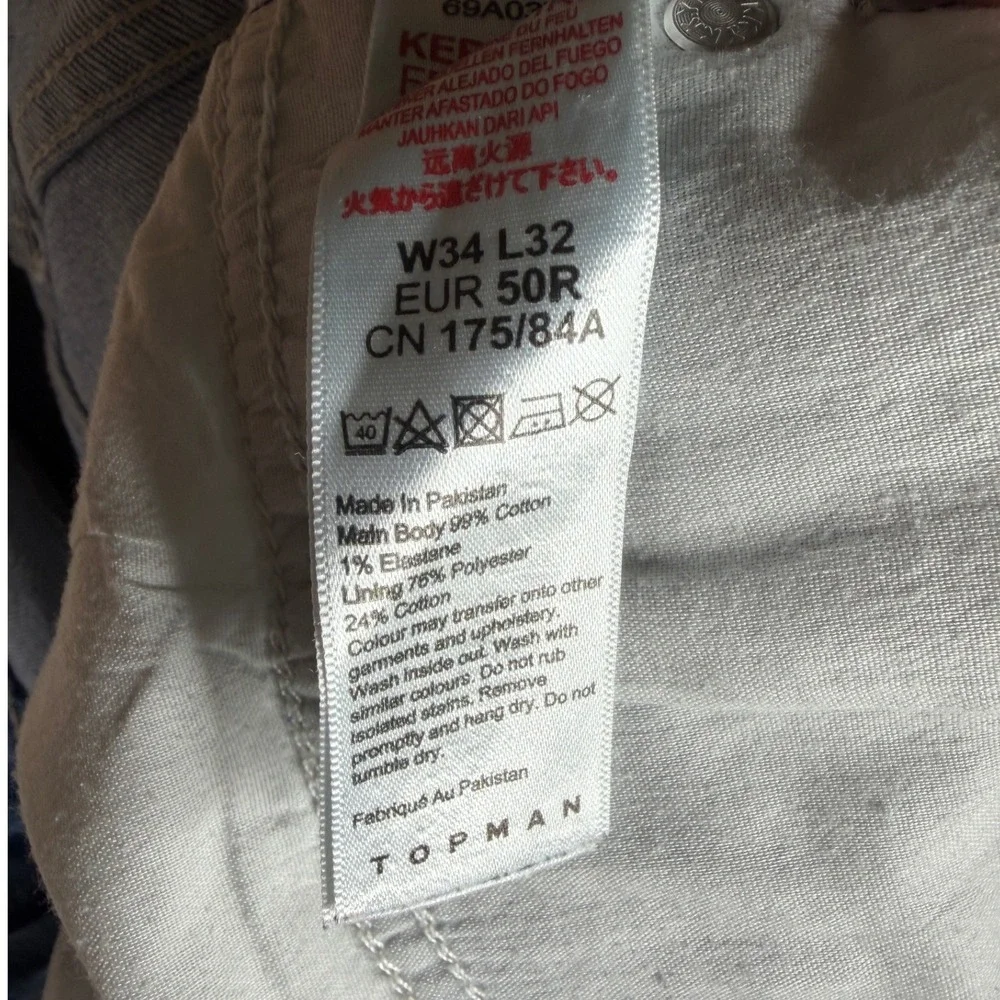 Topman Skinny Button-Fly Jeans size 34x32 Blue